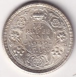 Silver 1/4 Rupee 1942 King George VI Calcutta Mint Unc Coin