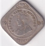British India Two Annas 1934 Copper Nickel Coin