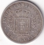 Portuguese India Goa Uma Rupia 1881 Luiz I Silver Coin - Image 2