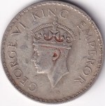 1940 British India Silver One Rupee King George VI Coin - Image 2