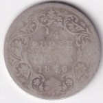 Fine Detail 1/4 Rupee 1876 Victoria Queen Silver Coin