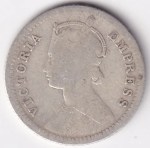 Silver Quarter Rupee of 1893 of Victoria Empress Coin - Image 2