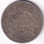 British India One Rupee 1883 Victoria Empress Silver Coin