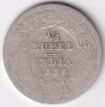 Quarter Rupee 1896 Victoria Empress Silver Coin