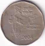 2 Rupees 2004 Kolkata Mint Copper Nickel Coin