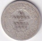 Quarter Rupee 1897 Victoria Empress Silver Coin