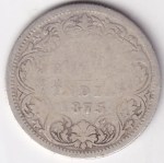 Fine Detail Quarter Rupee 1875 Victoria Queen Silver Coin