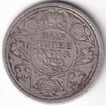 Half Rupee 1925 Kolkata Mint Silver Coin